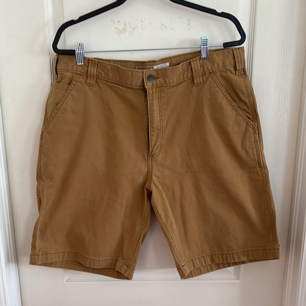 Carhartt Tan Flat Front Shorts Versatile Cotton Blend